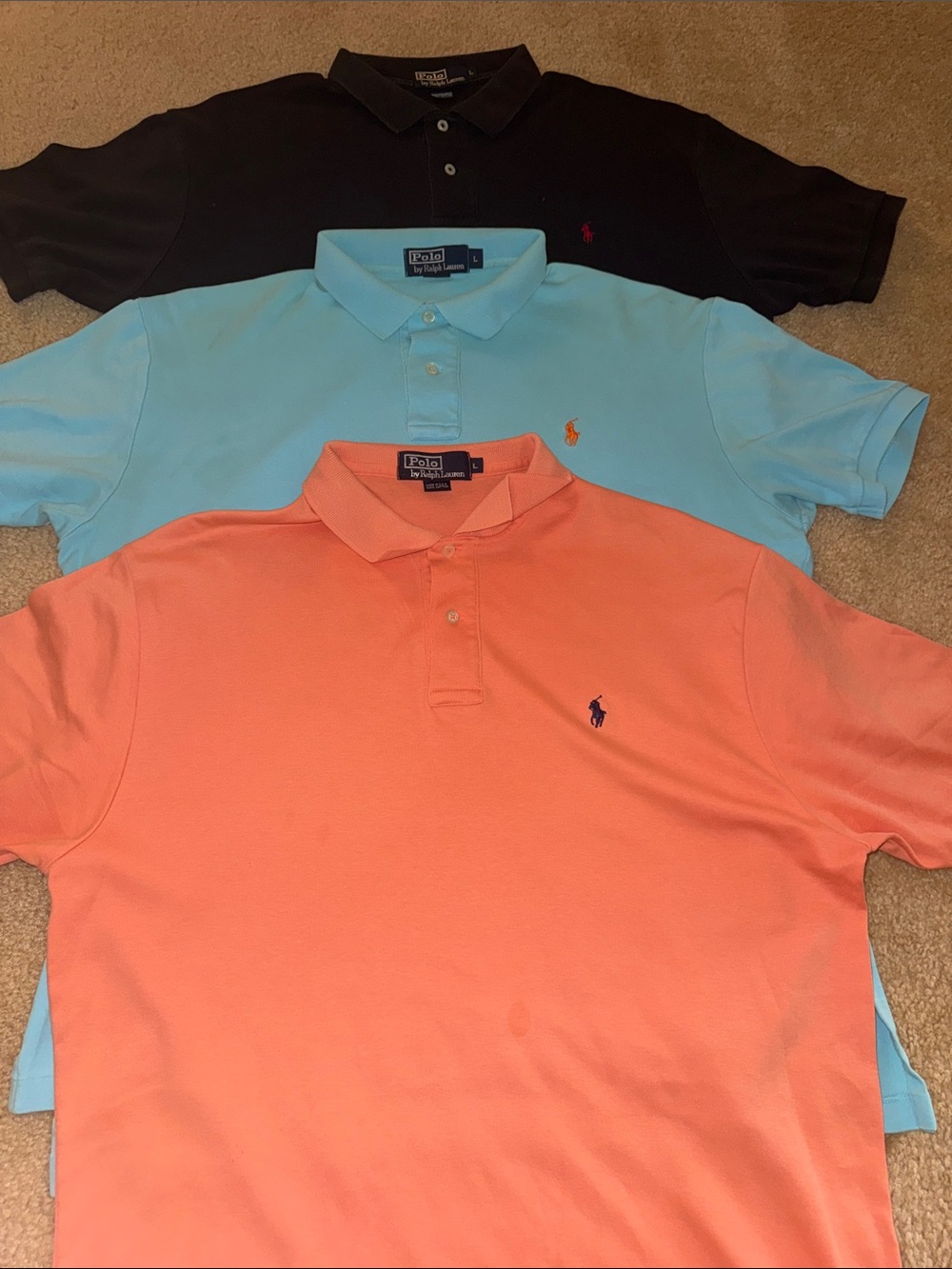 3 EUC RALPH LAUREN POLO polo shirts, size men’s L